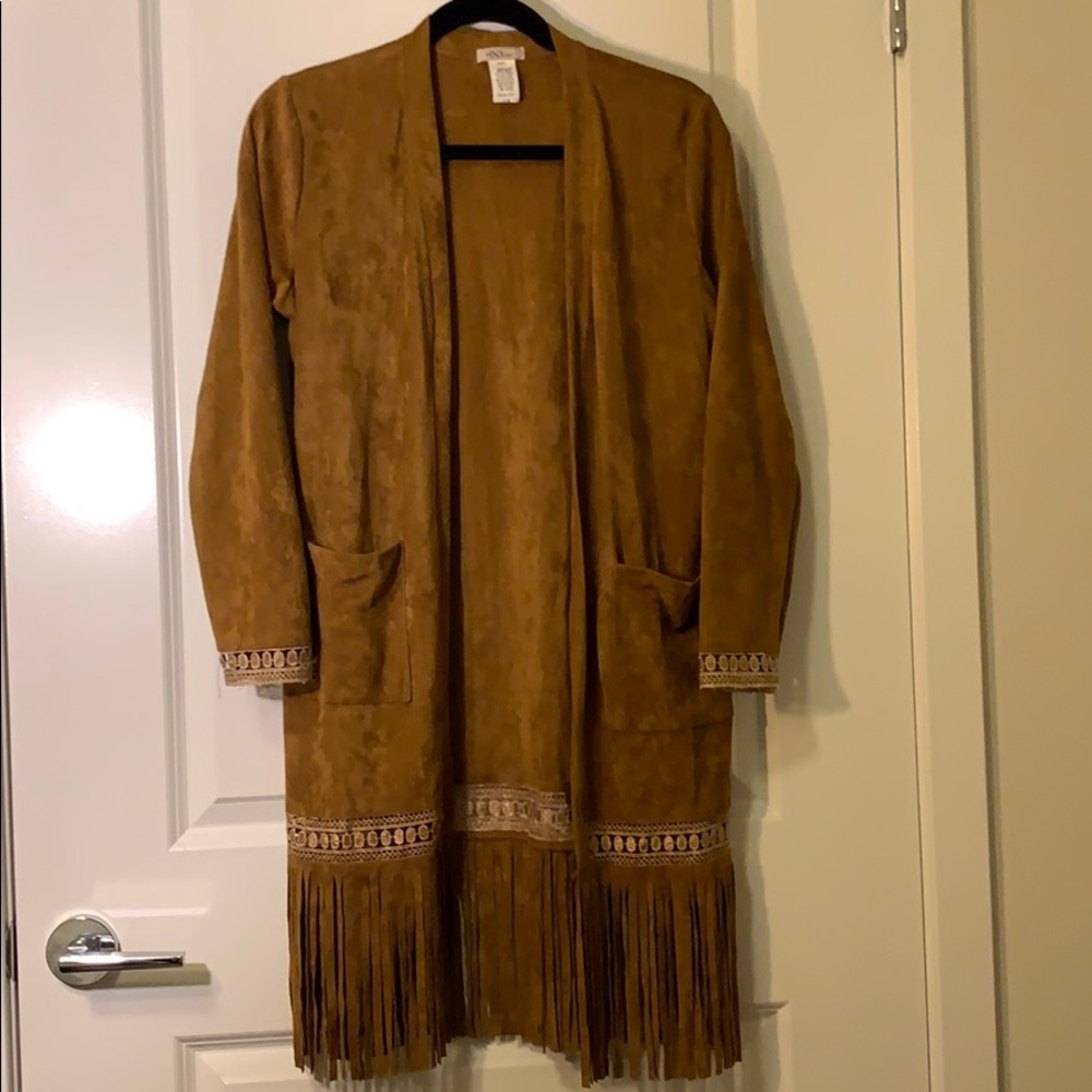 Boho  vegan suede fringe cardigan
